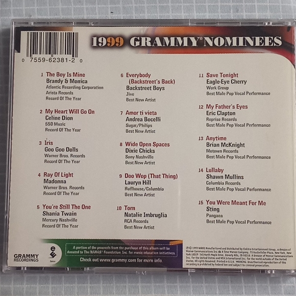 1999 Grammy Nominees CD - Picture 2 of 2